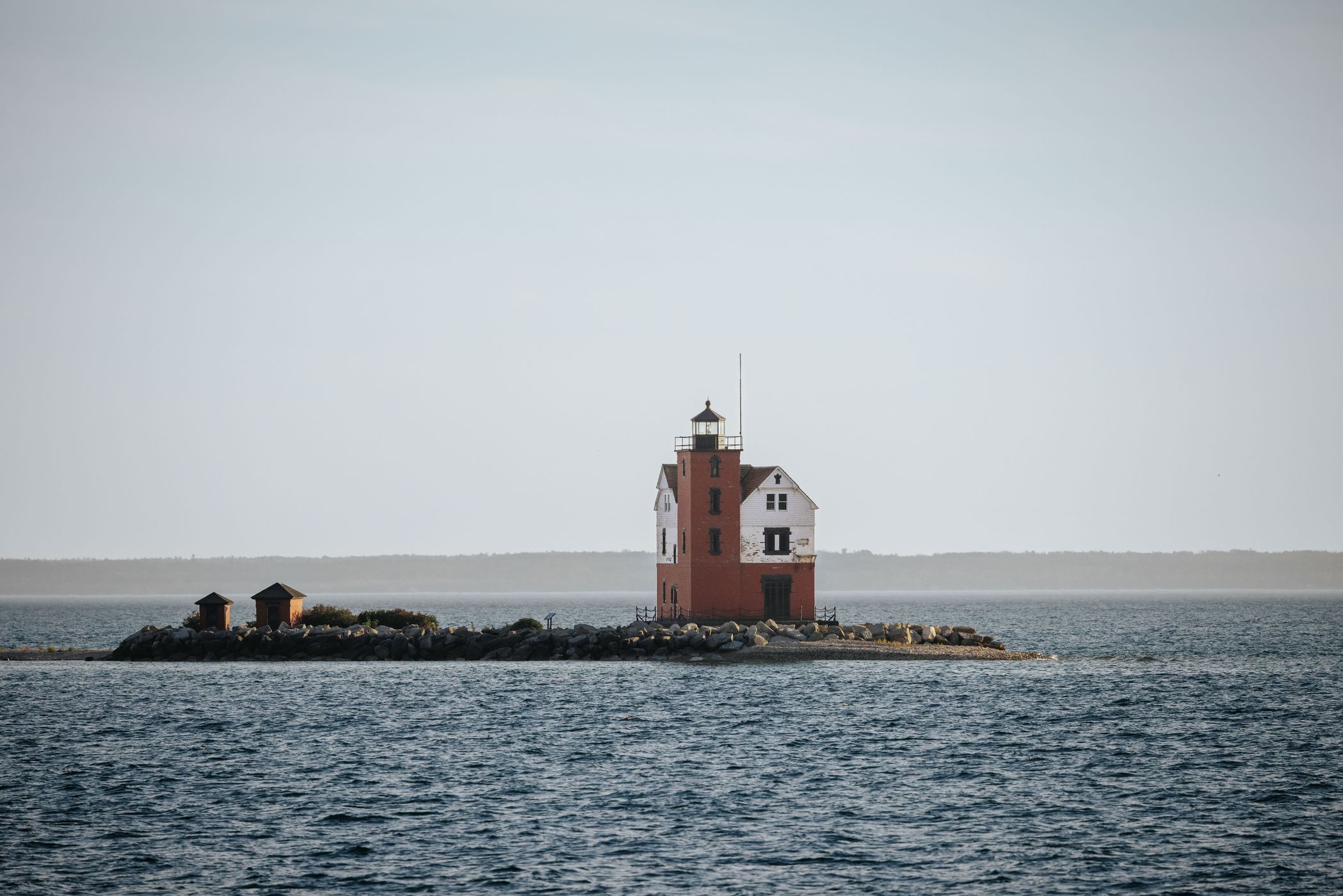 Lighthouses from the ferry drive, Mackinac Island, USA