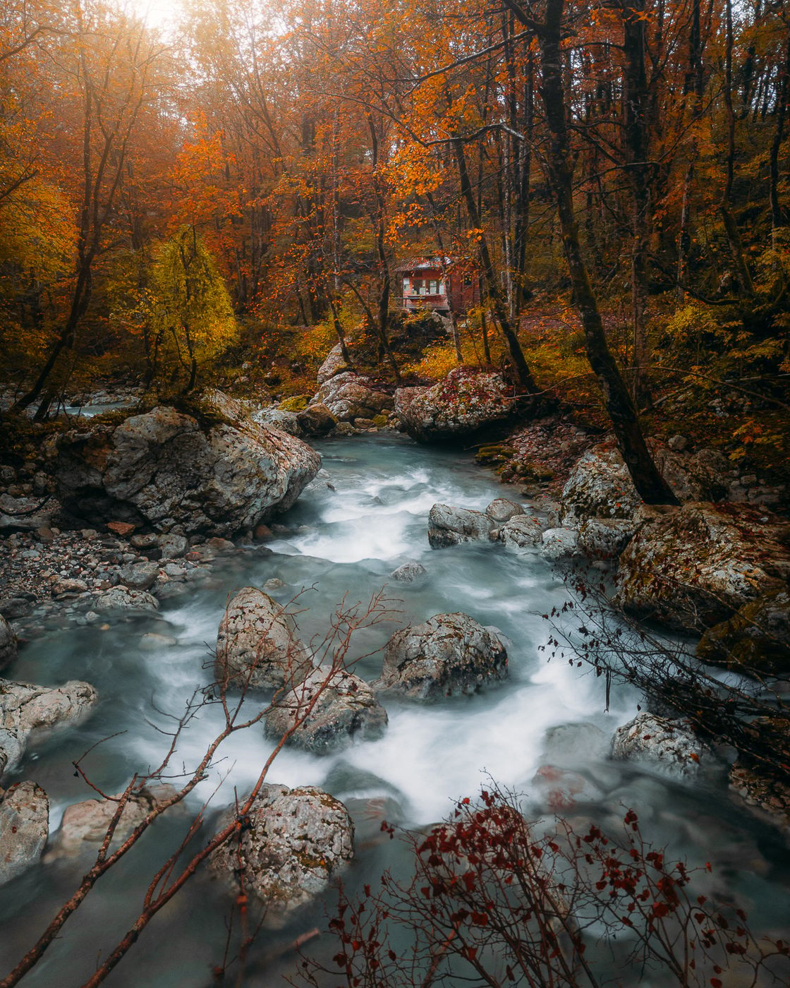 Slap Kozjak Hut & Rapids, Slovenia