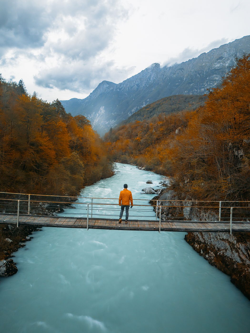 Soča Suspension Bridge (Drone), Slovenia