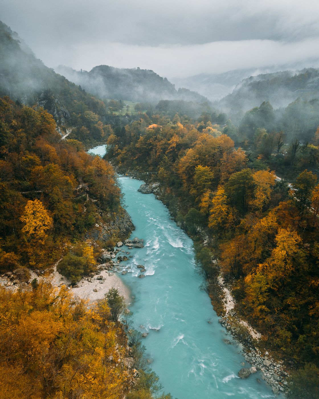 Soča Suspension Bridge (Drone), Slovenia