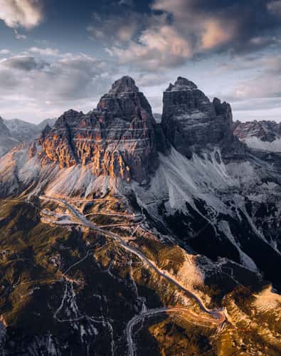 Tre Cime di Lavaredo Southern Aerial View