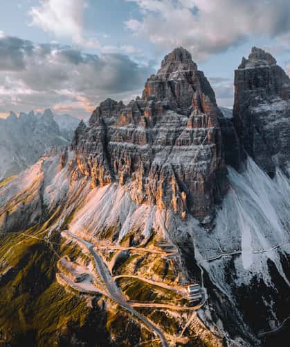 Tre Cime di Lavaredo Southern Aerial View