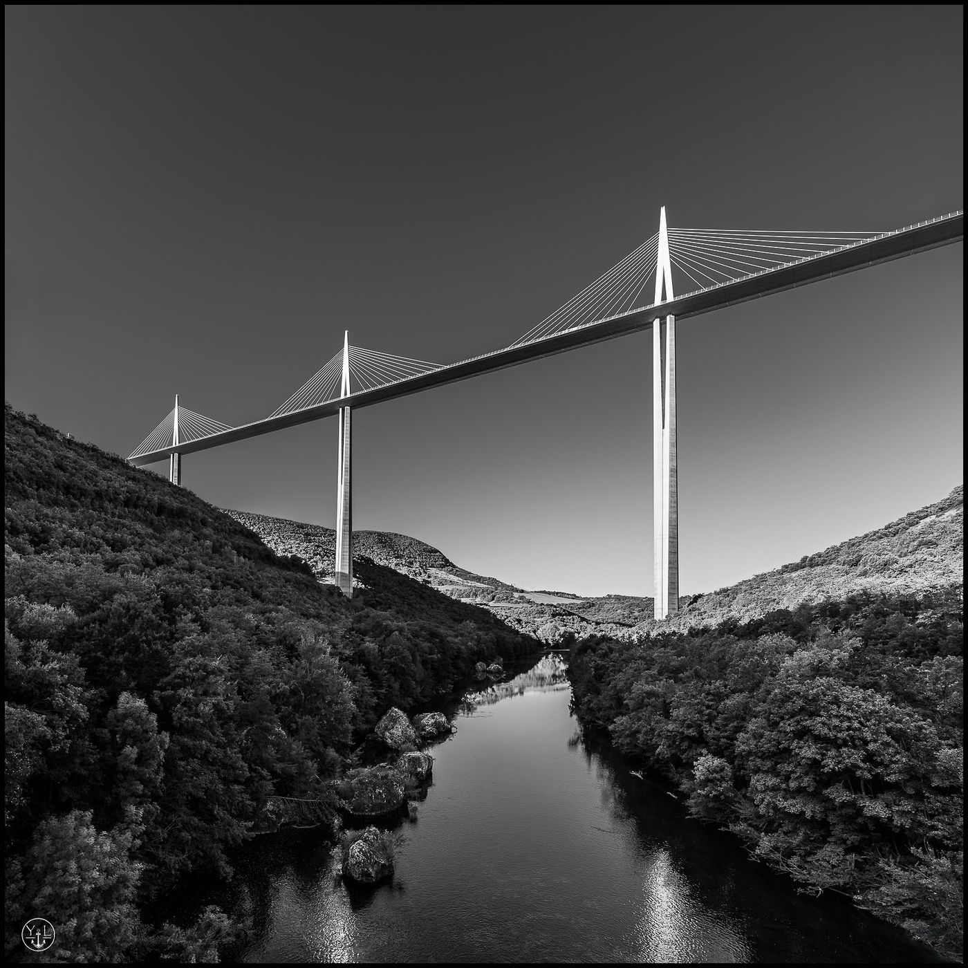 Viaduc de Millau from valley, France