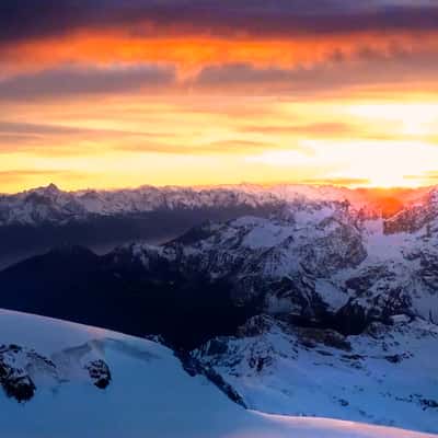 View from Klein Matterhorn towards Breithorn Occidentale, Switzerland