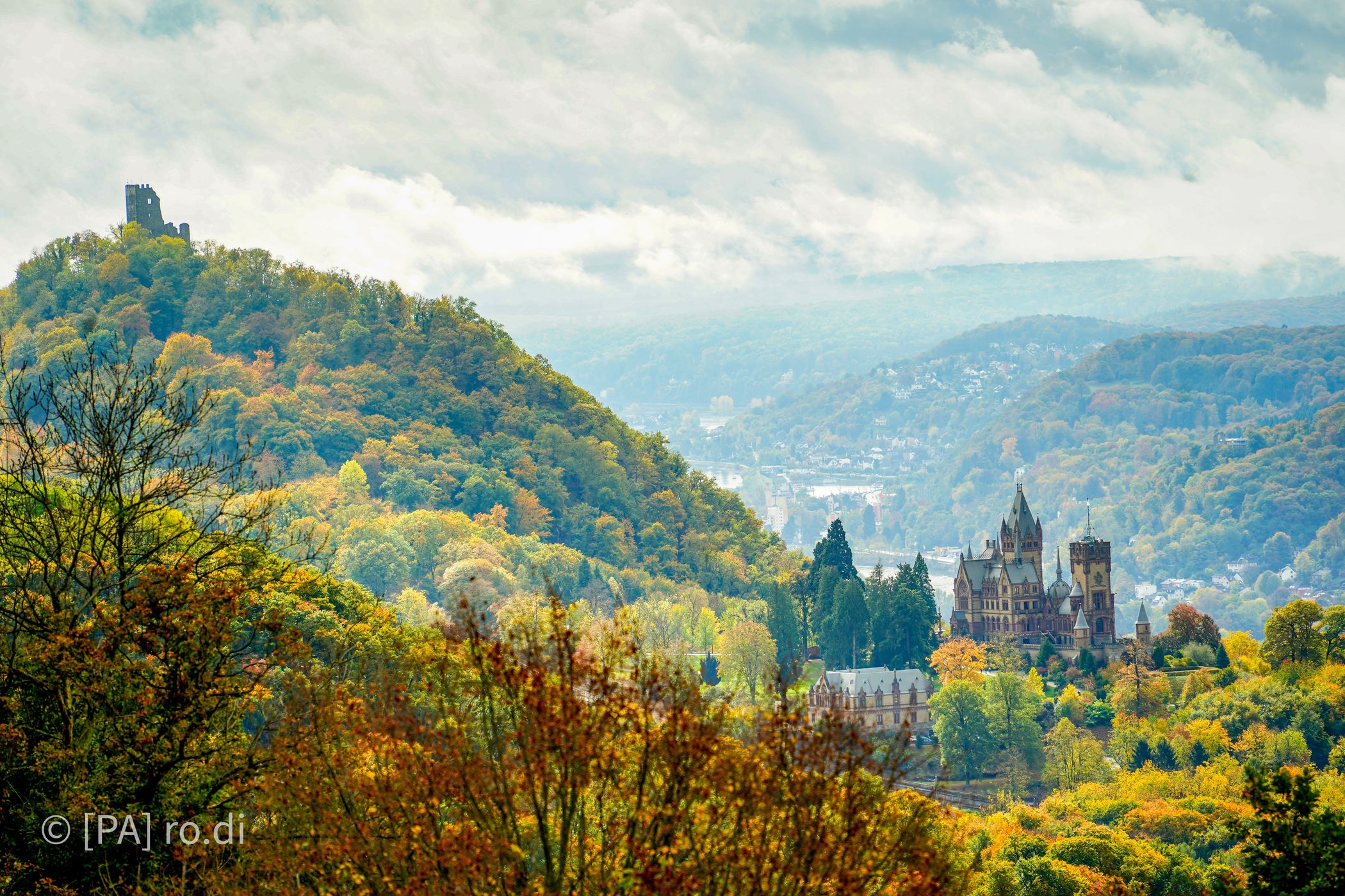 View to Drachenfels from Petersberg, Germany