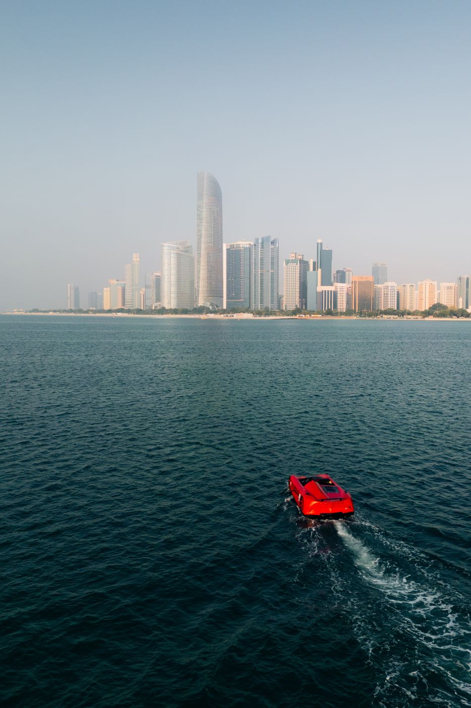 Abu Dhabi Skyline from the water, United Arab Emirates