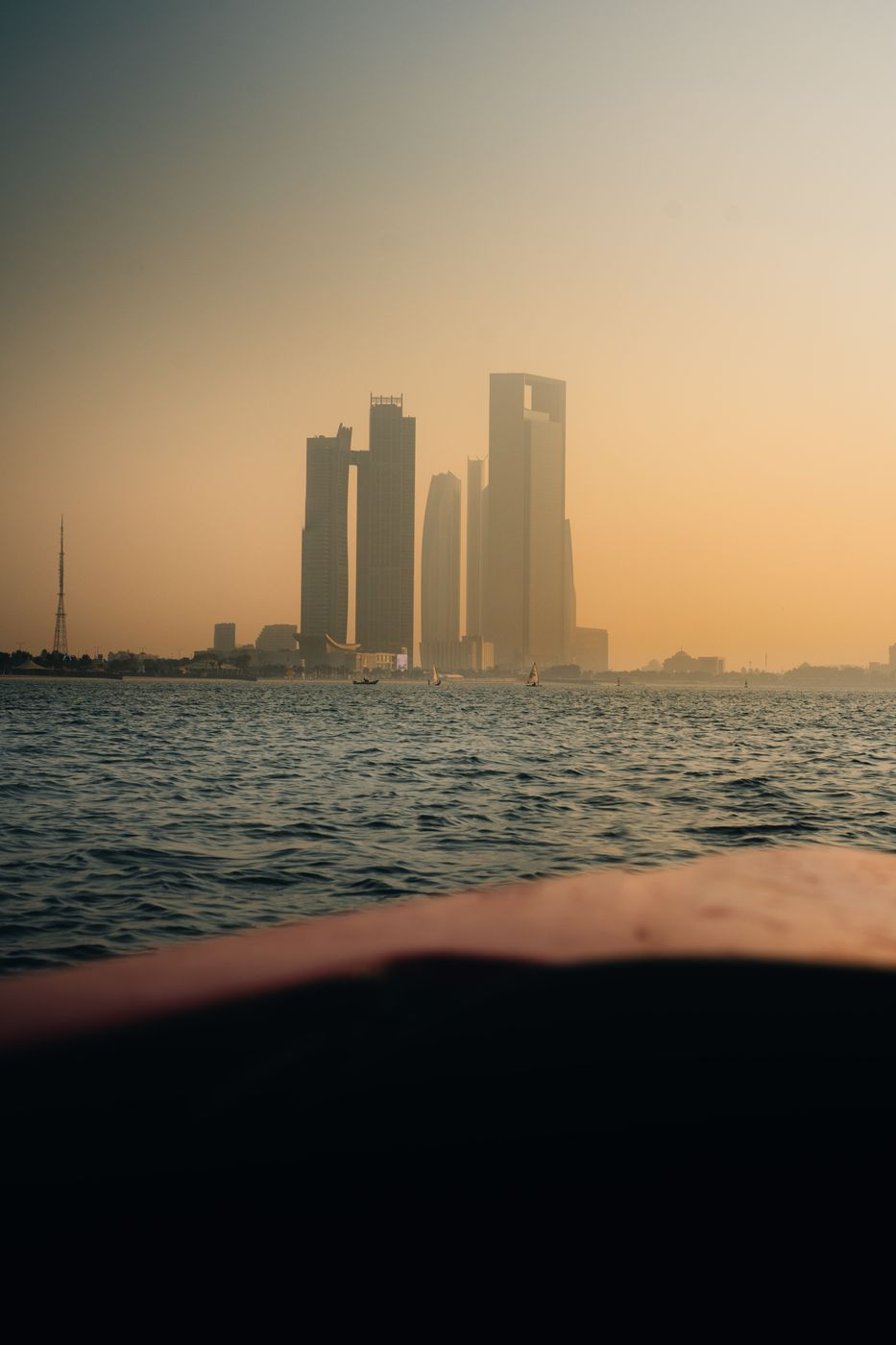 Abu Dhabi Skyline from the water, United Arab Emirates