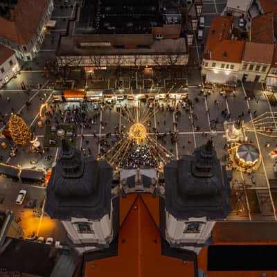 Eger city night cityscape, Hungary