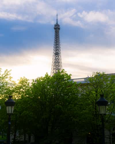 Eiffel Tower view from the street, Paris