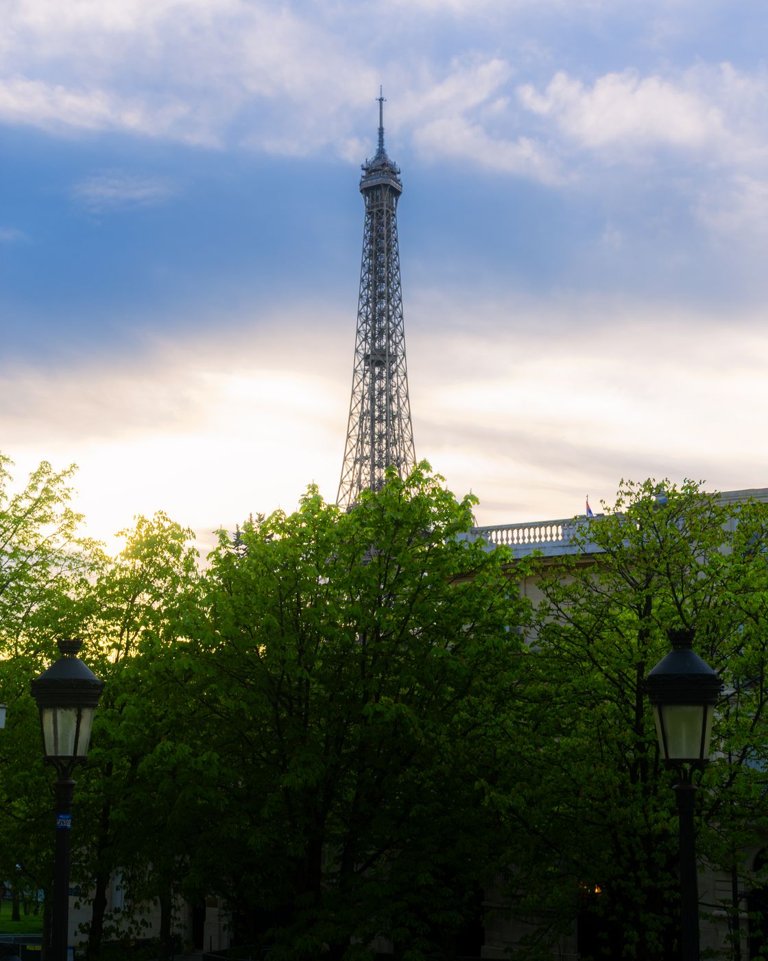 Eiffel Tower view from the street, Paris, France