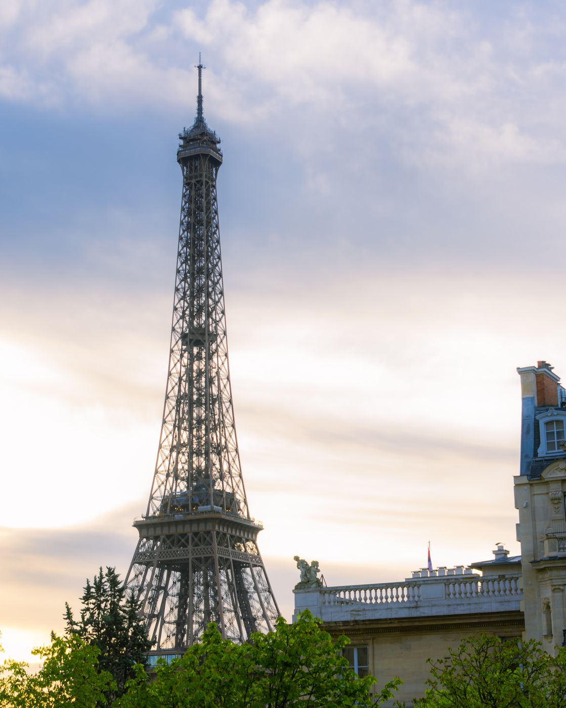 Eiffel Tower view from the street, Paris, France
