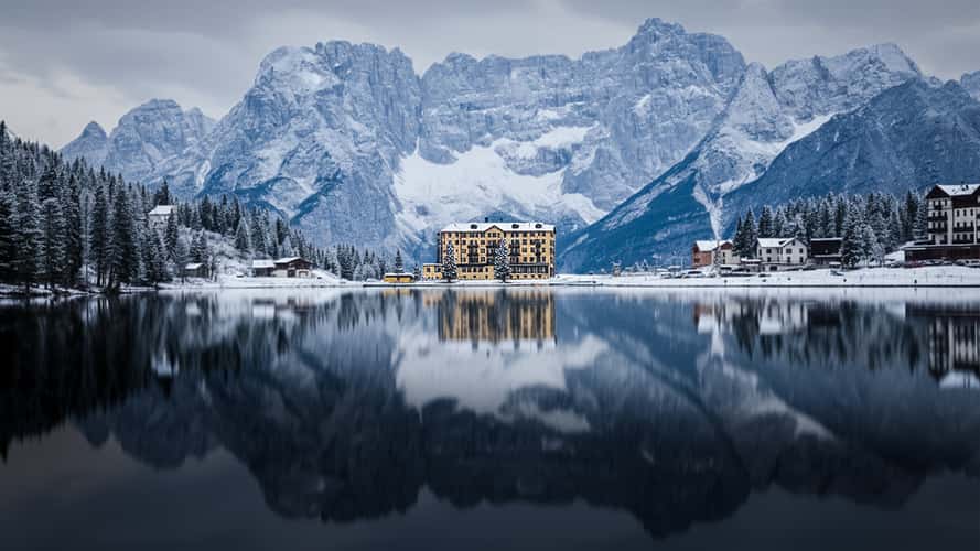 Hotel at Lake Misurina, Dolomites