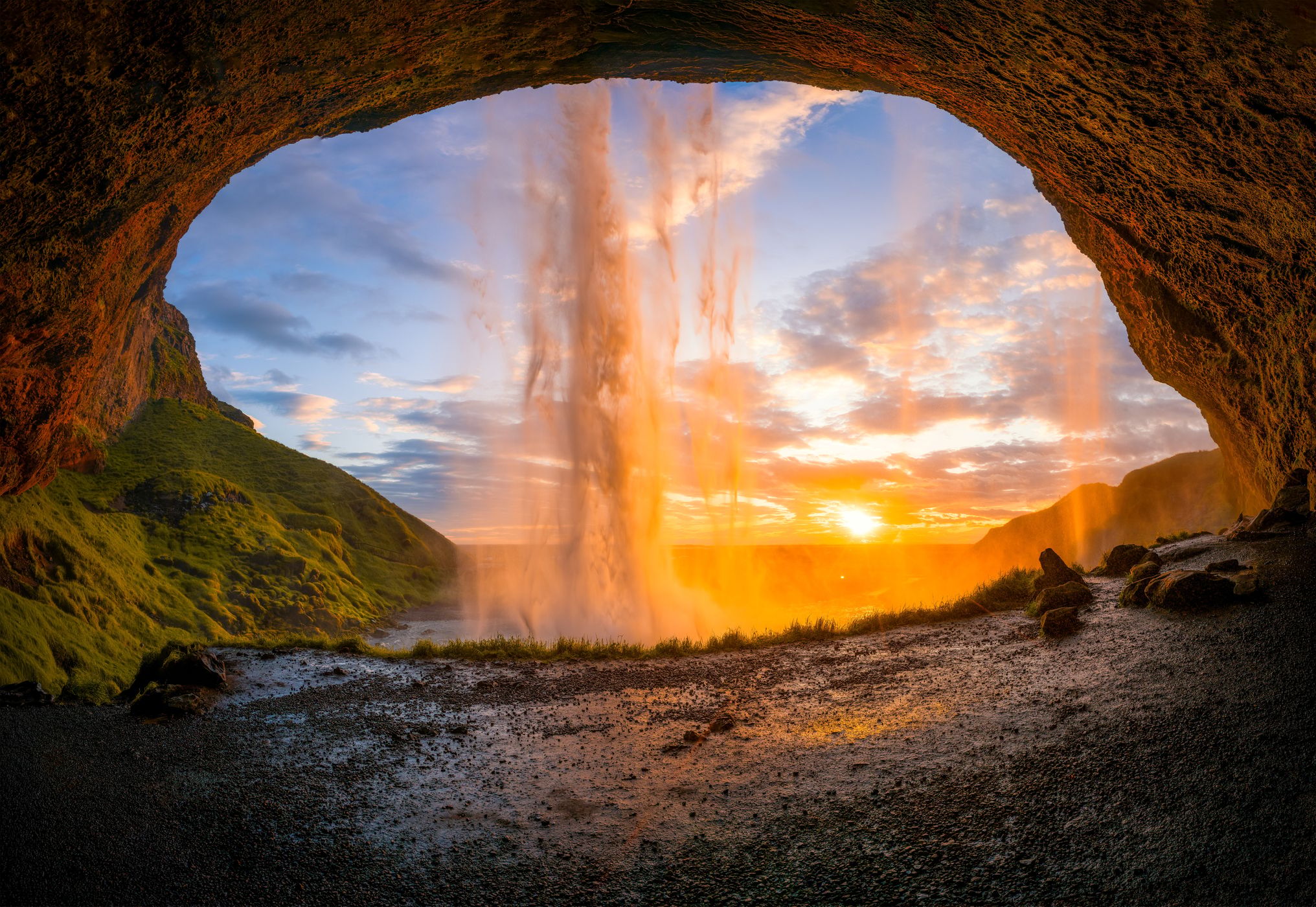Behind the Seljalandsfoss, Iceland