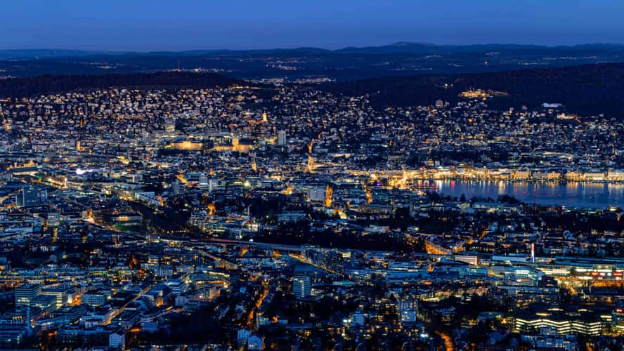 City lights of Zurich