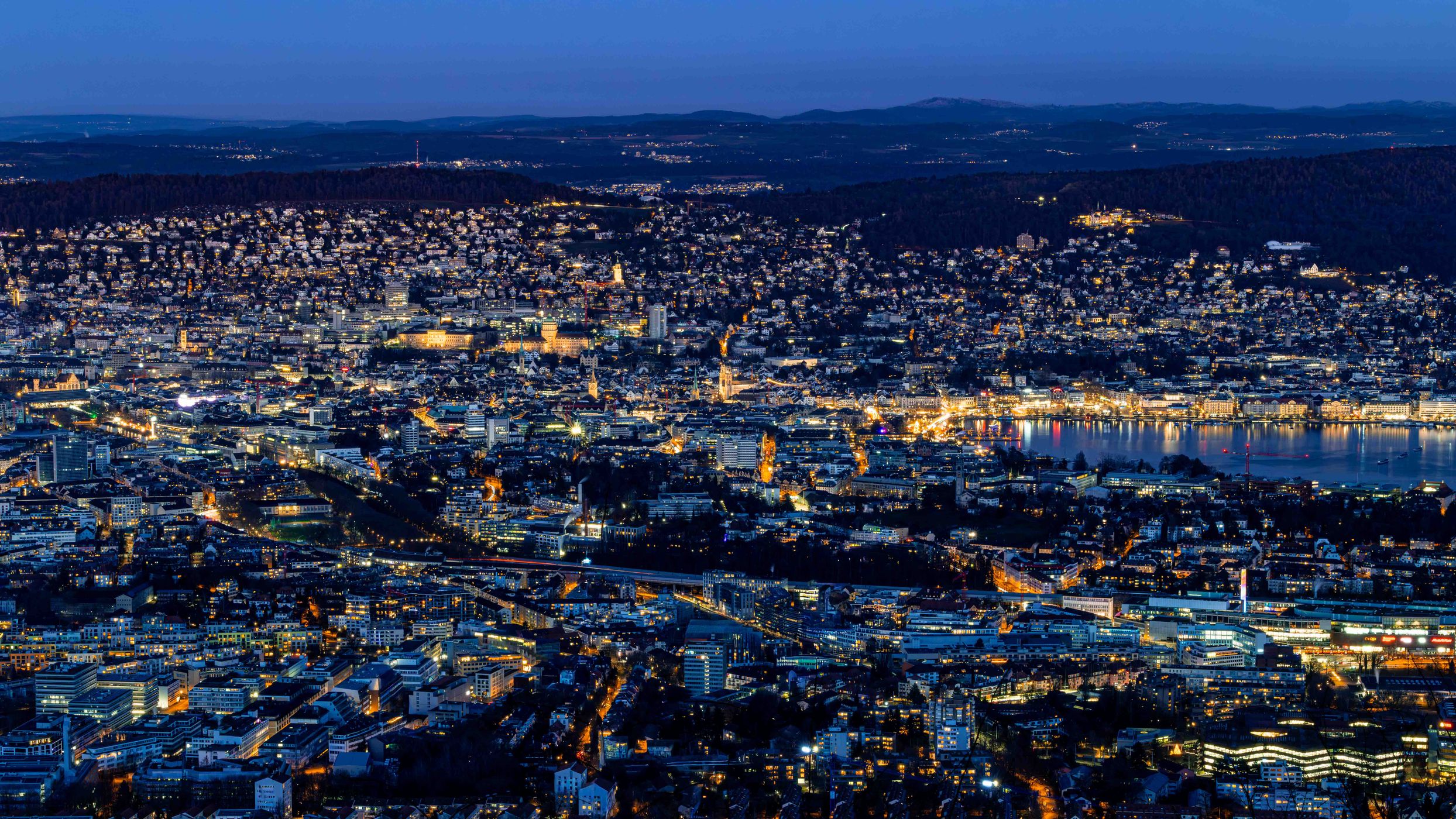 City lights of Zurich, Switzerland