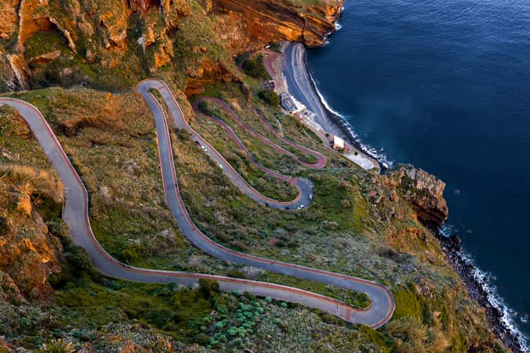 Curvy road to Praia do Garajau beach
