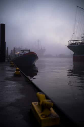 Foggy Hamburg Harbor