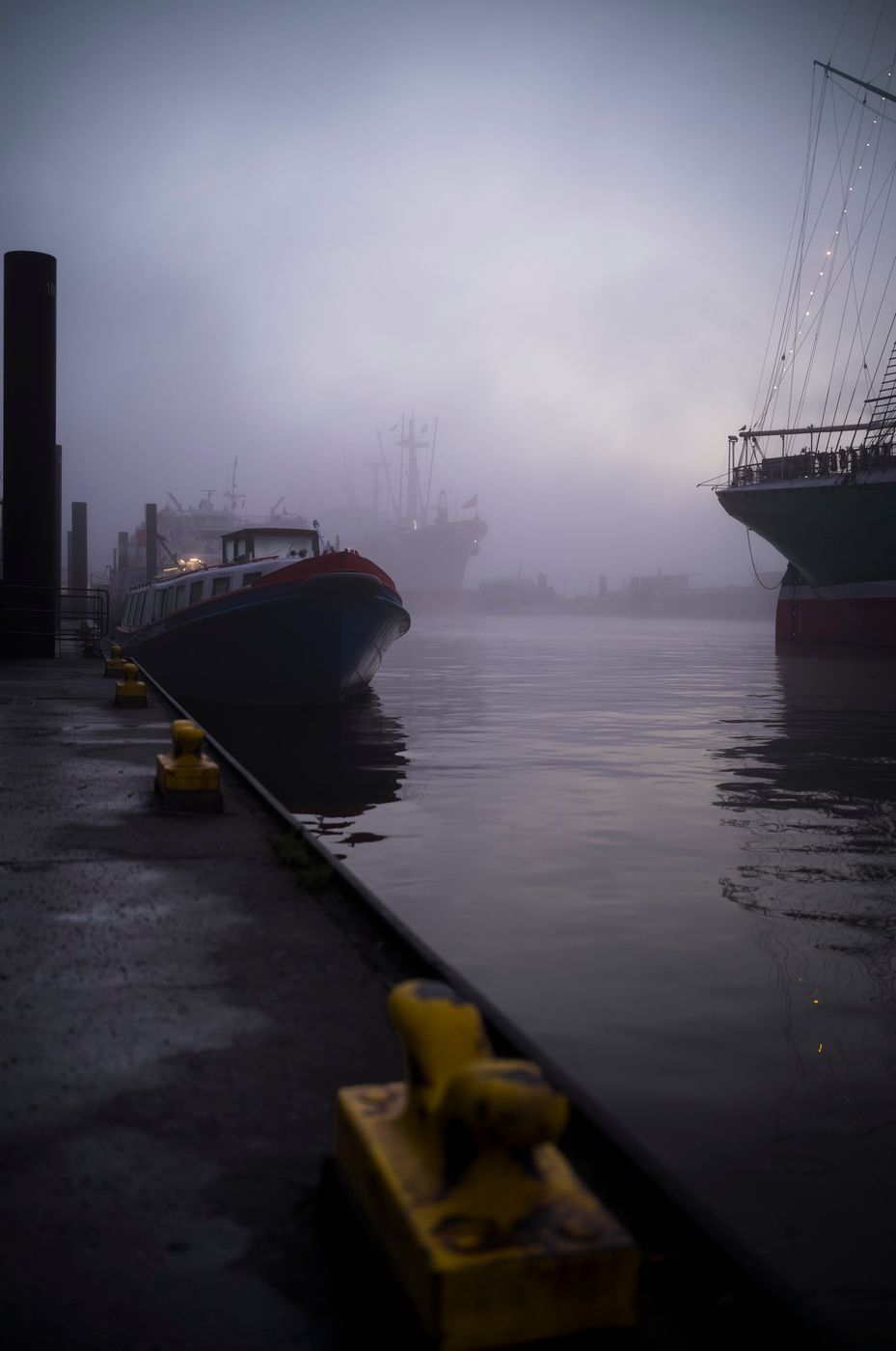Foggy Hamburg Harbor, Germany