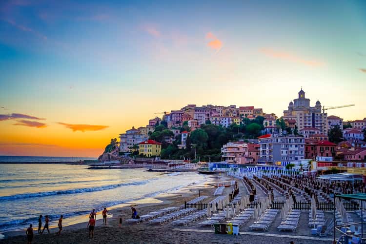 Imperia old town view at the beach