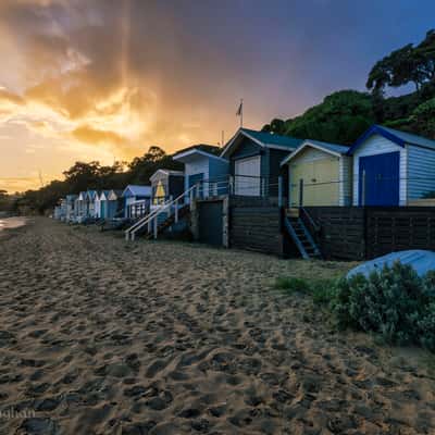 Portsea Pier Bathing Boxes. Portsea, Victoria, Australia