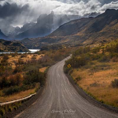 Road Y-150 in Torres del Paine, Chile