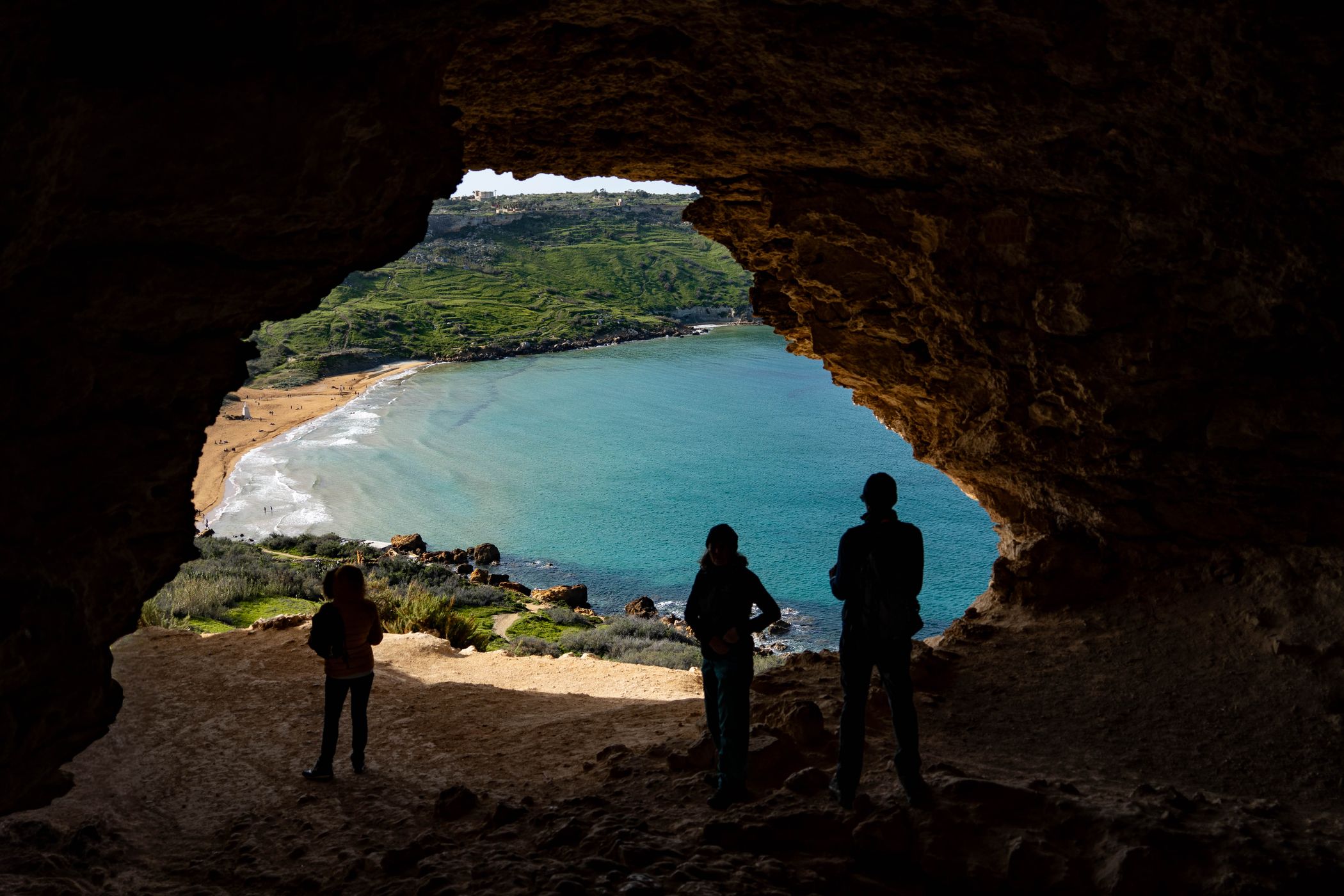 Tal-Mixta Cave, Ramla Bay, Gozo., Malta