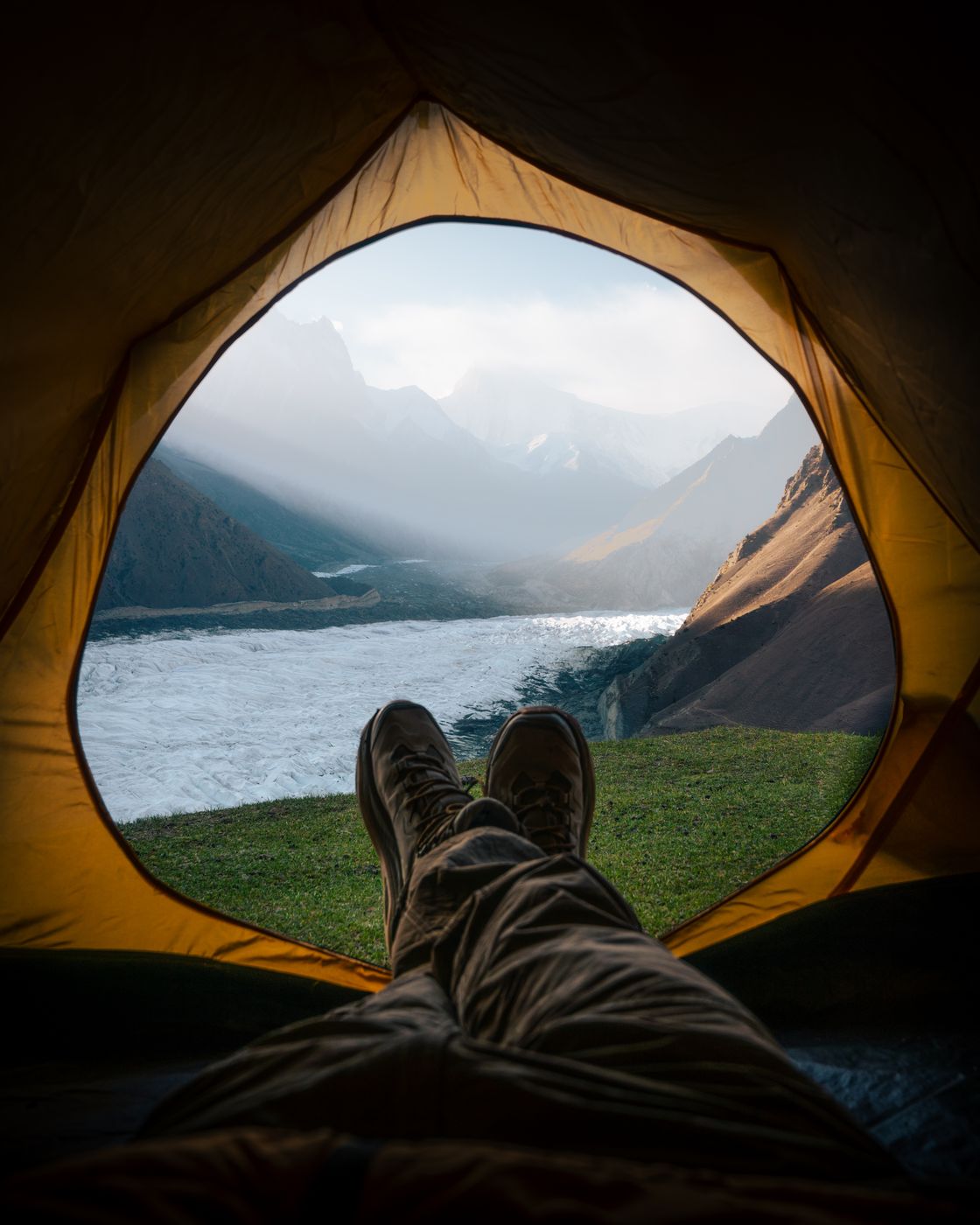Tent view from Hamdar Meadows, China