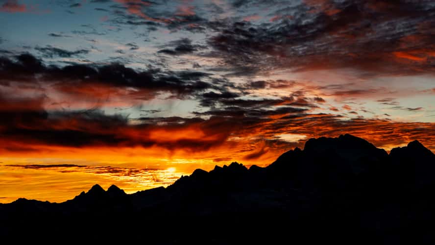 Alpenglow over the Dolomites near Passo Giau