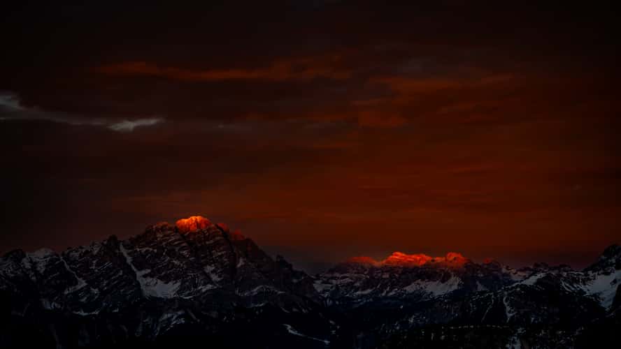 Alpenglow over the Dolomites near Passo Giau
