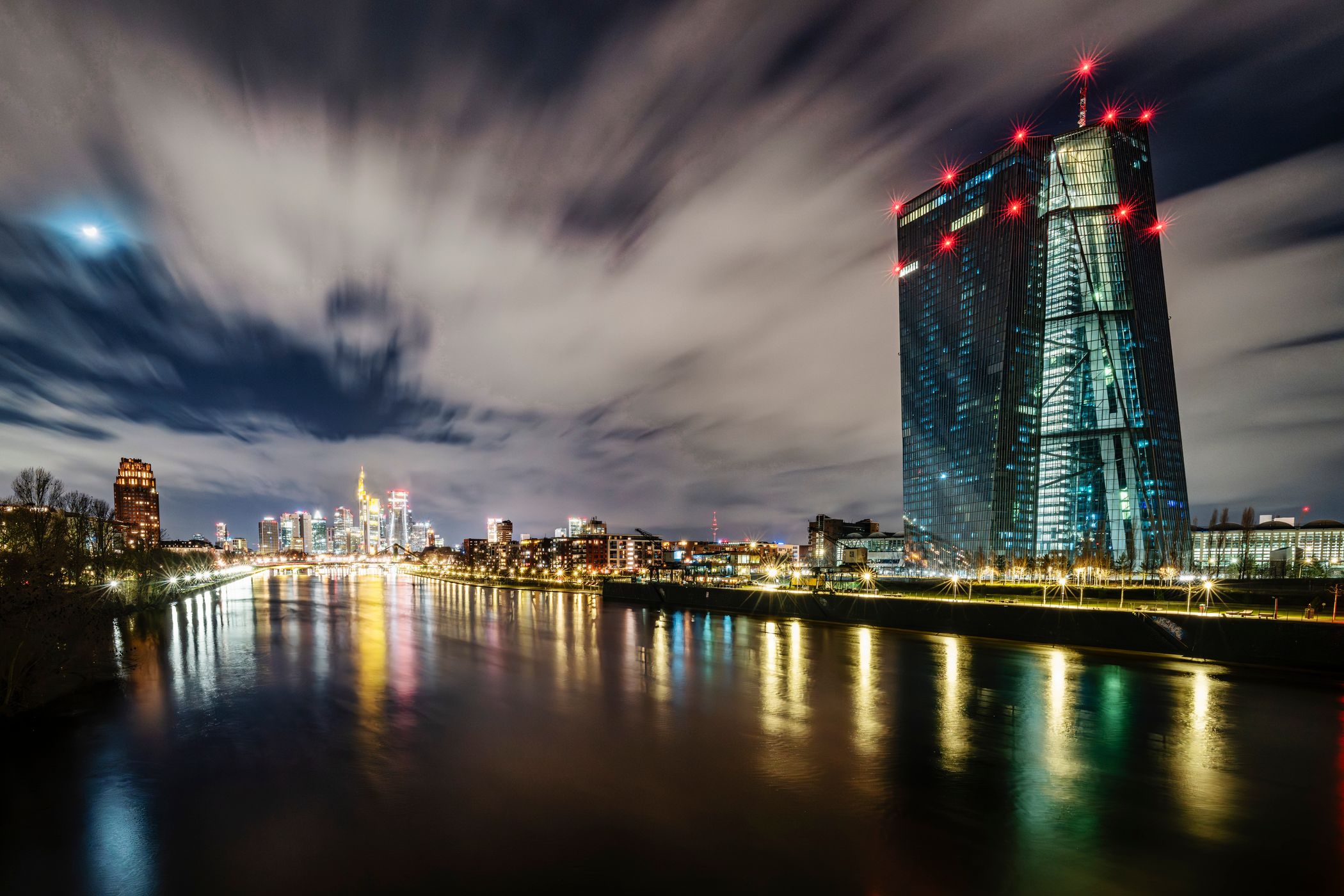 ECB from Deutschherrn Bridge, Frankfurt am Main, Germany