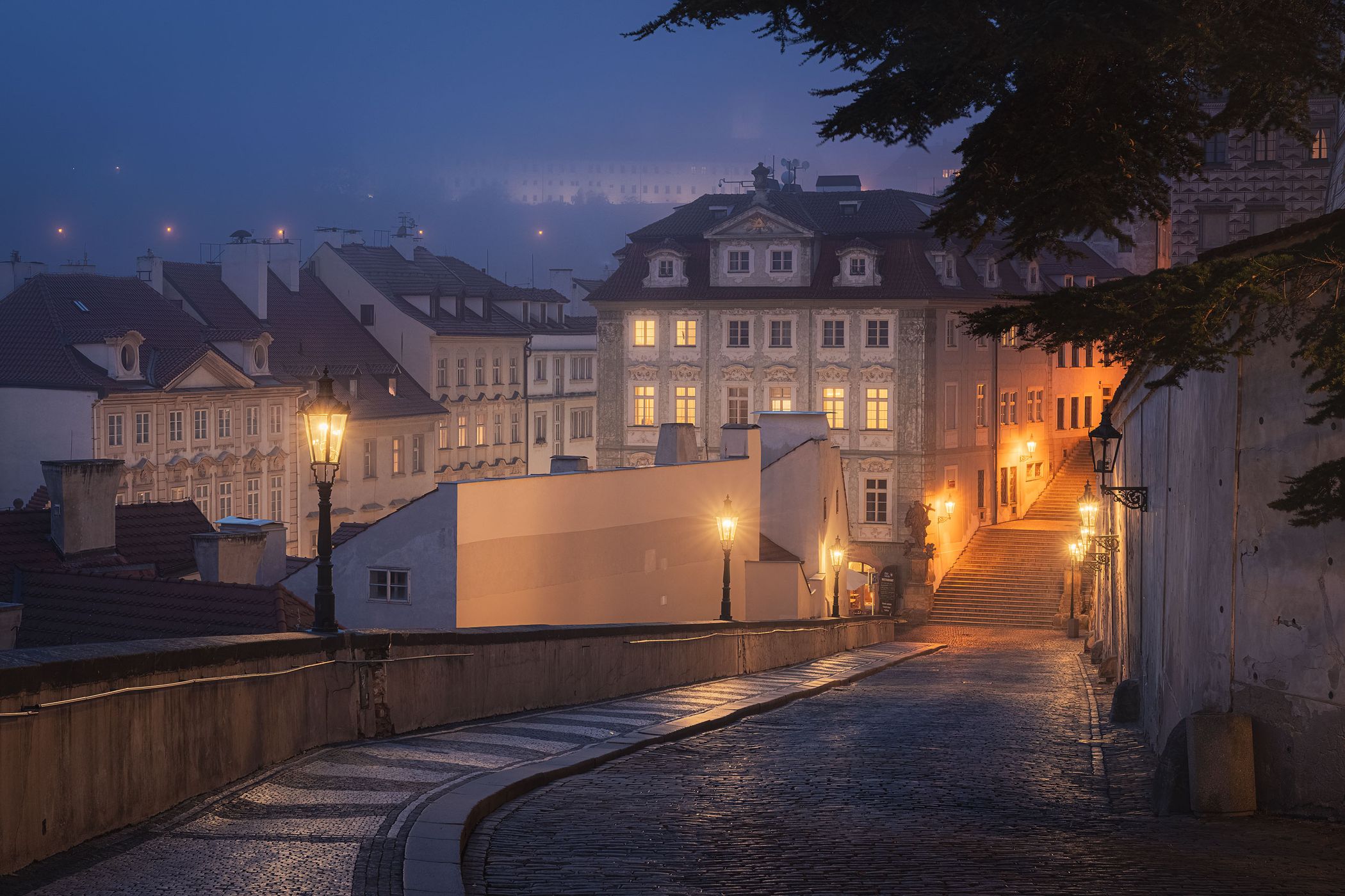 Hradčany – Street below the Castle toward Strahov Monastery, Czech Republic