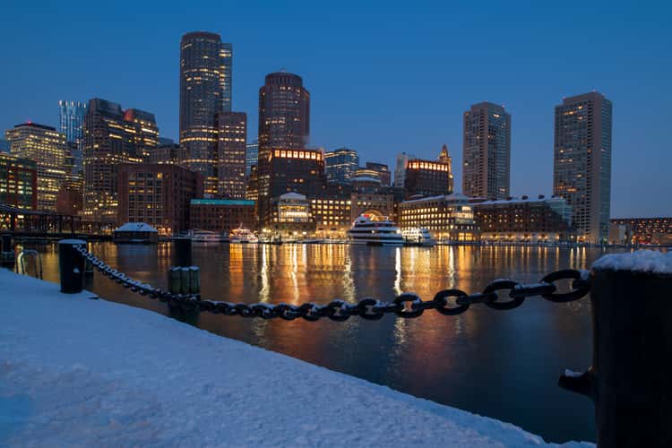 Old Northern Ave Bridge & skyline Boston