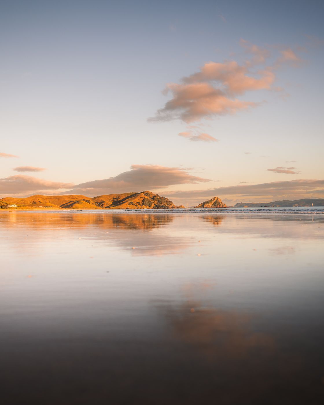 Opito Bay Reflection Line, New Zealand