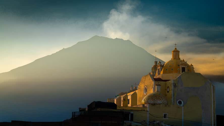 Popocatepetl volcano from San Pedro Benito juarez