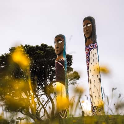 Rahui Maori Pou (Waikato Bay), New Zealand