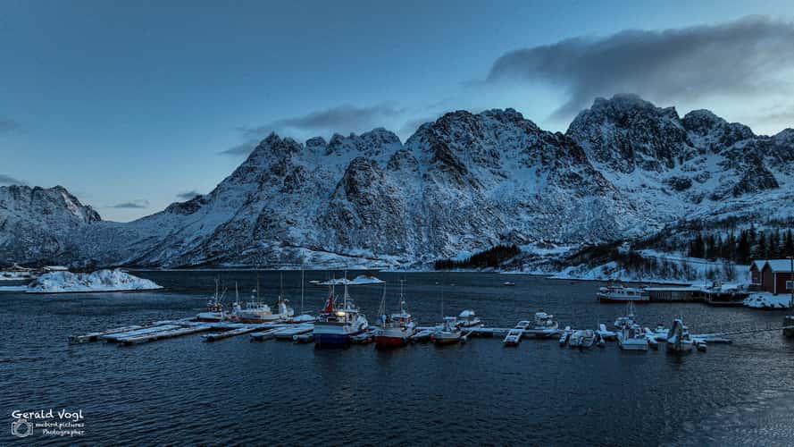 Small harbour in mountainous area
