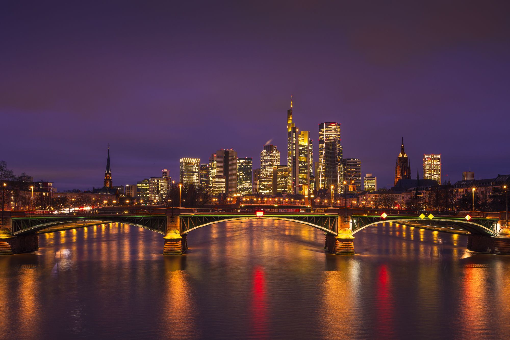 View from the Flößerbrücke, Frankfurt am Main, Germany