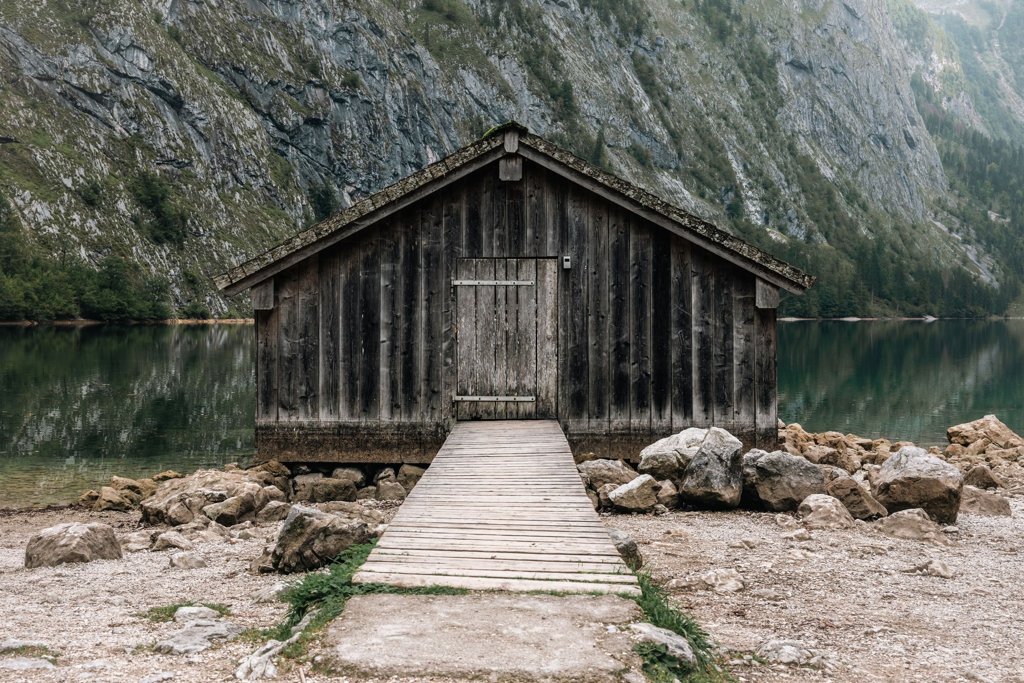 Boathouse at Lake Obersee, Bavaria, Germany