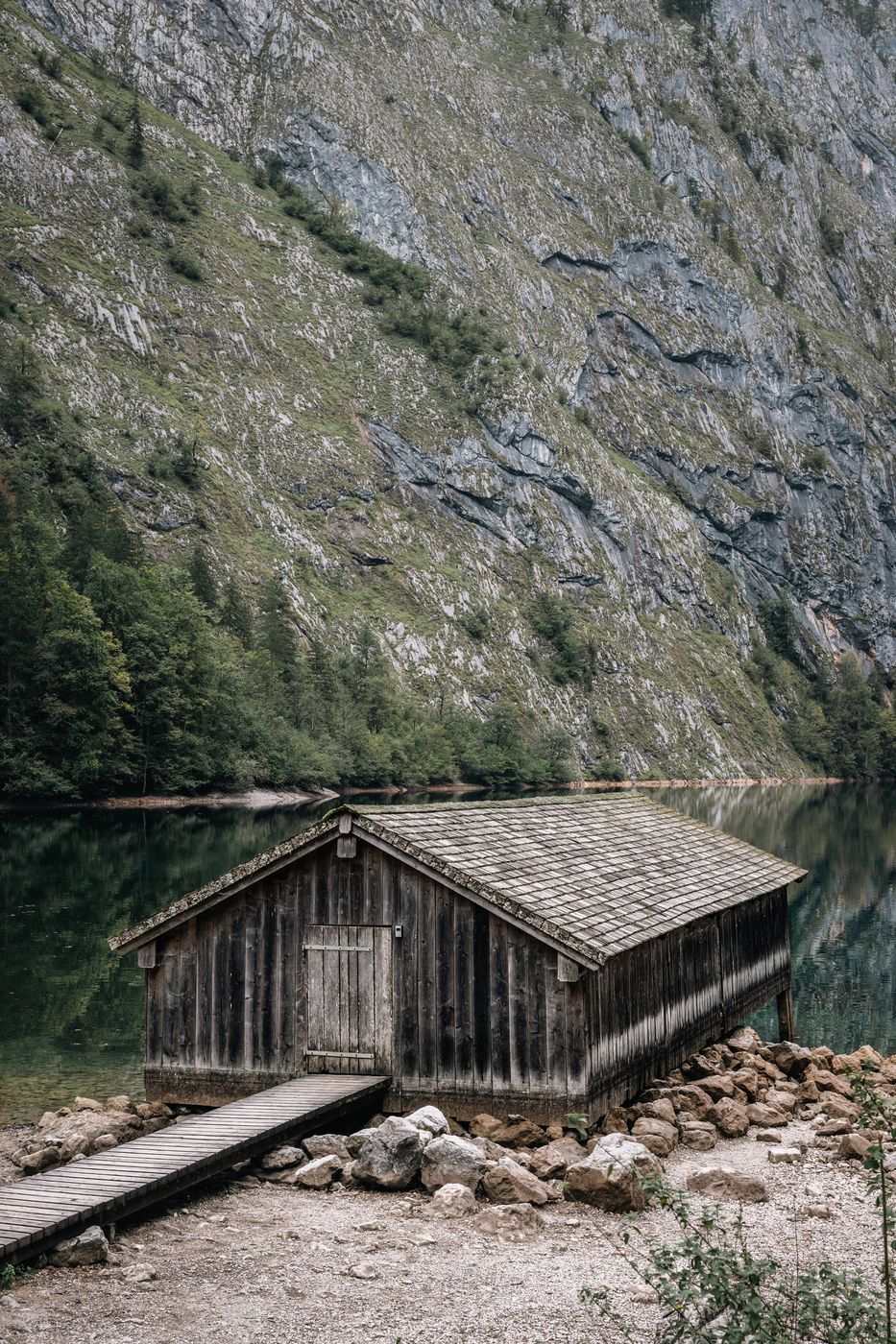 Boathouse at Lake Obersee, Bavaria, Germany