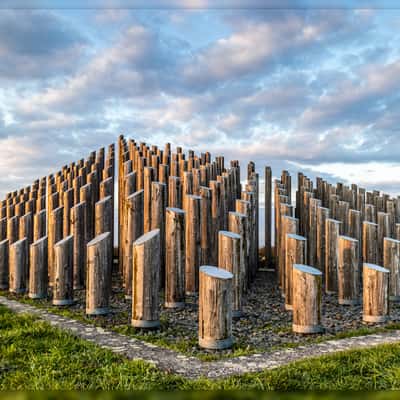 Pyramid of poles, Dreieich, Germany