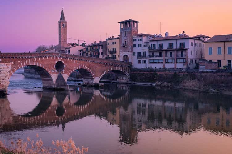 The Ponte Pietra Bridge Reflections Verona