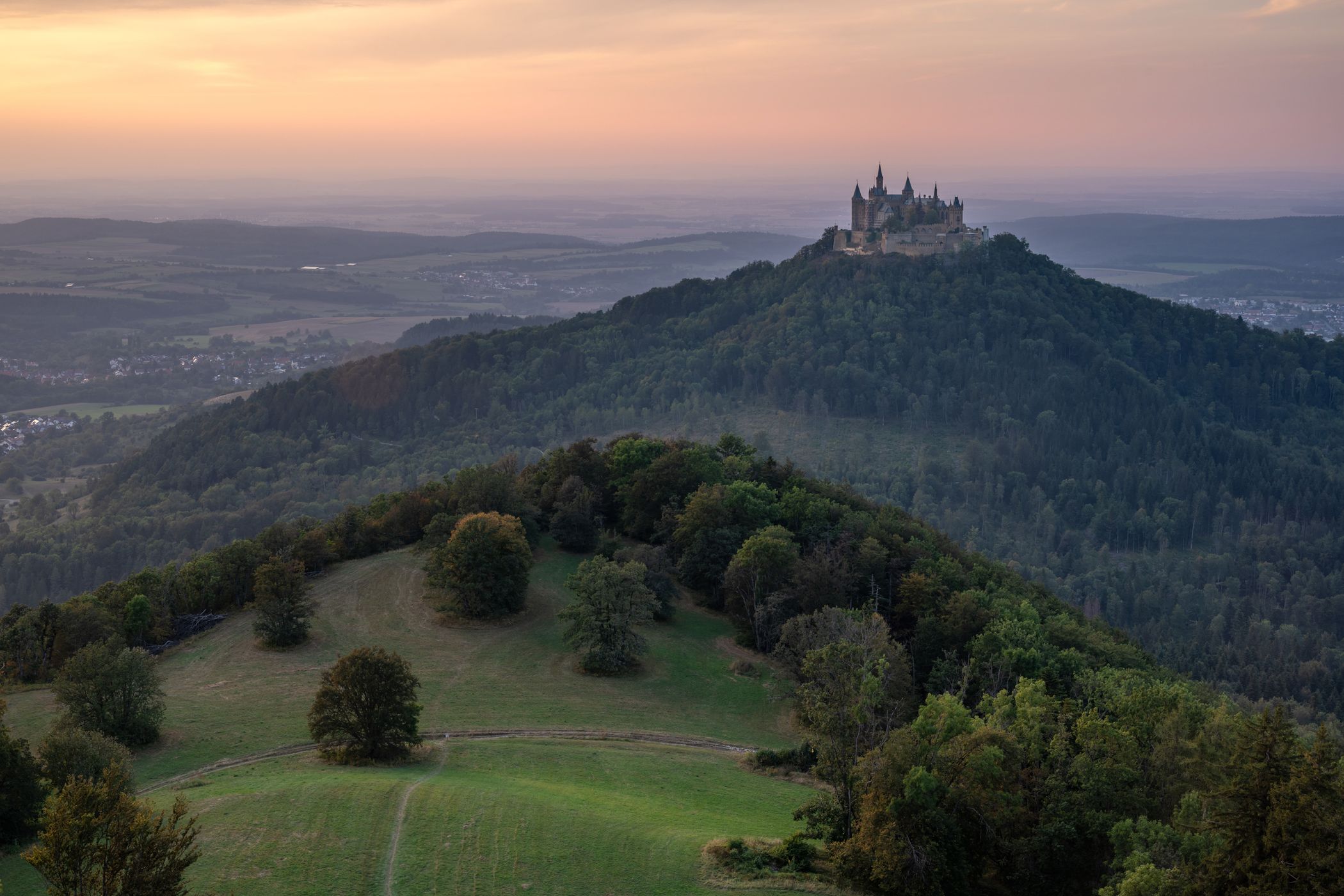 The view on Hohenzollern Castle from Zellerhorn Gipfel, Germany