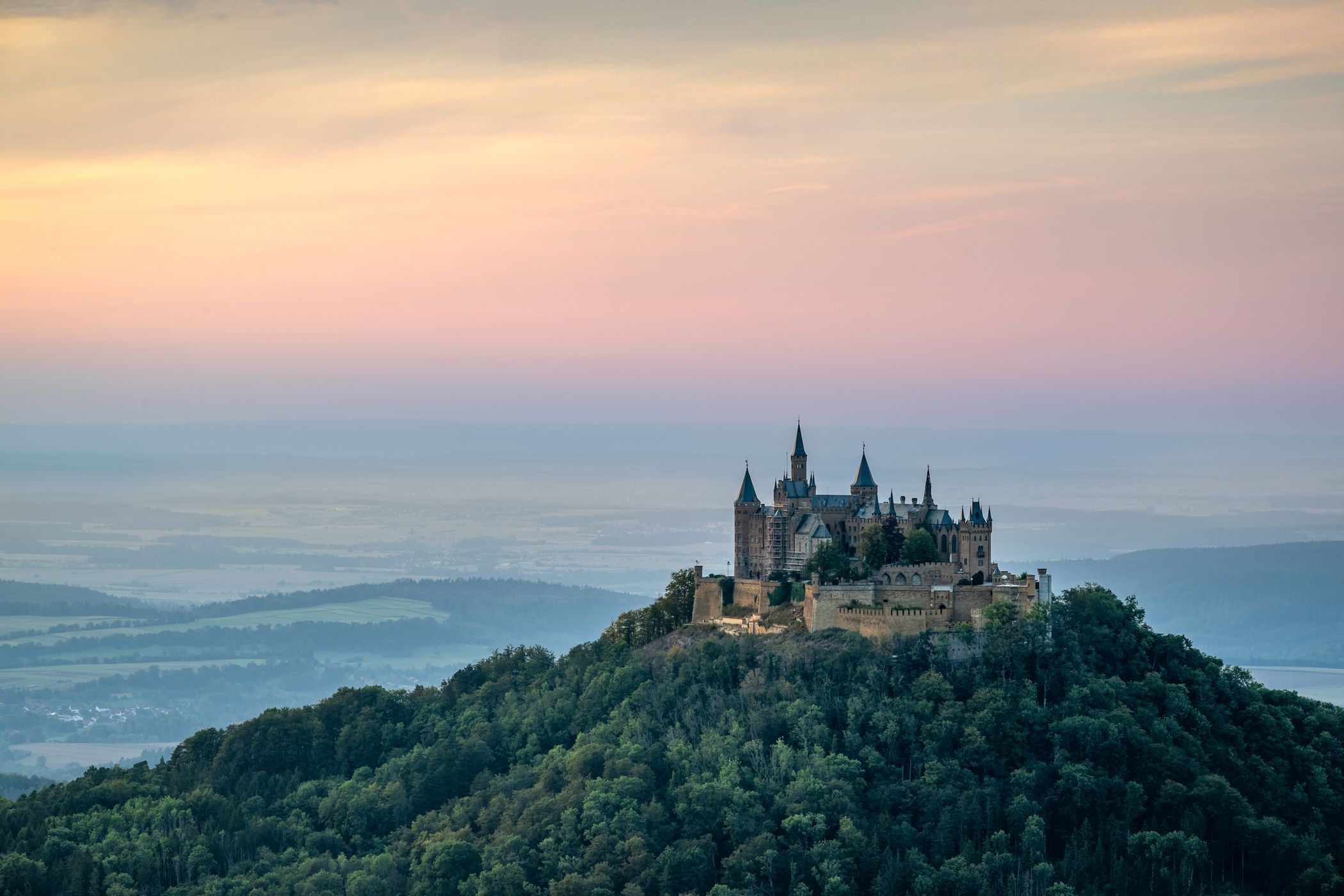 The view on Hohenzollern Castle from Zellerhorn Gipfel, Germany