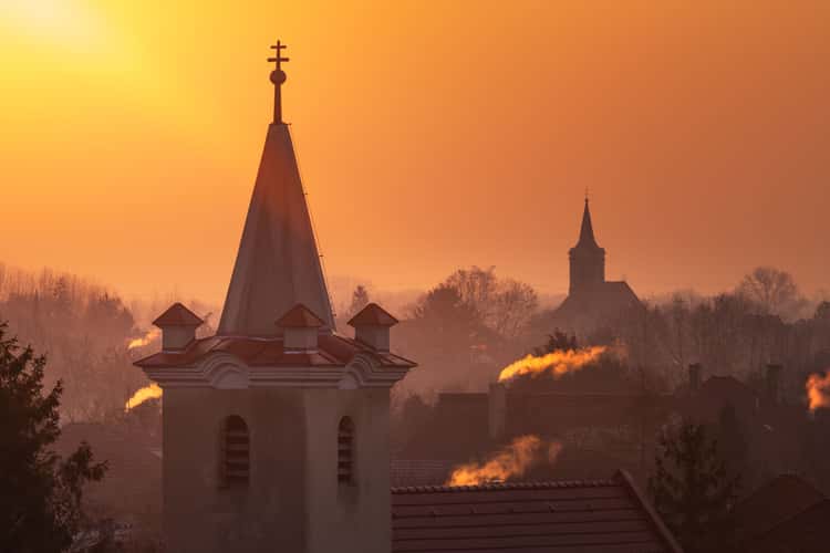 View from the dam to the churches