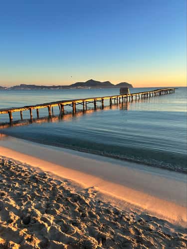 Wooden walkway at Playa de Muro from the side