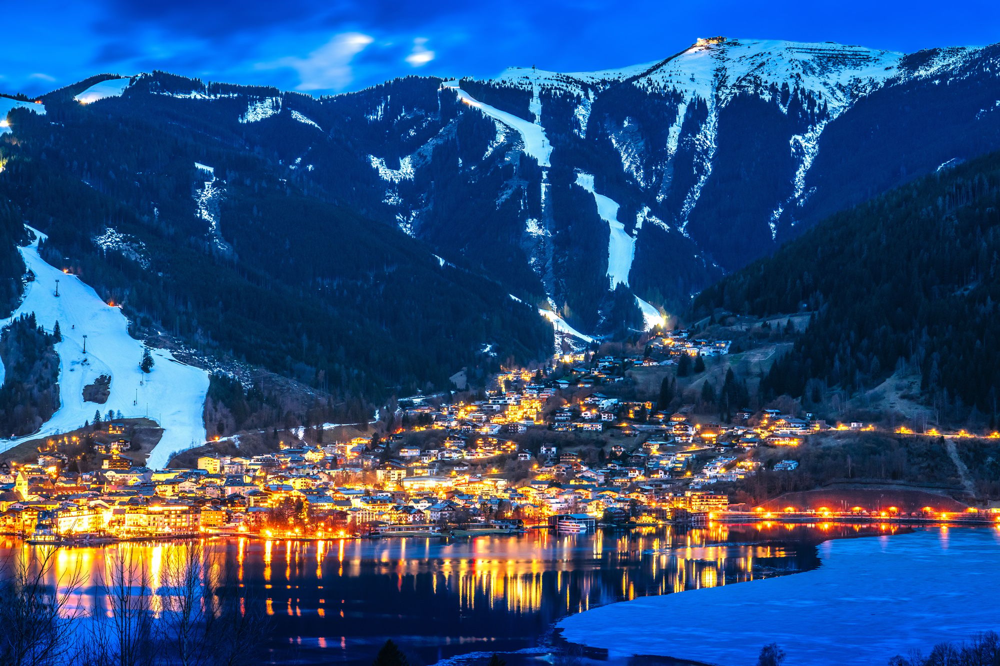 Zeller See lake and Zell am See, Austria
