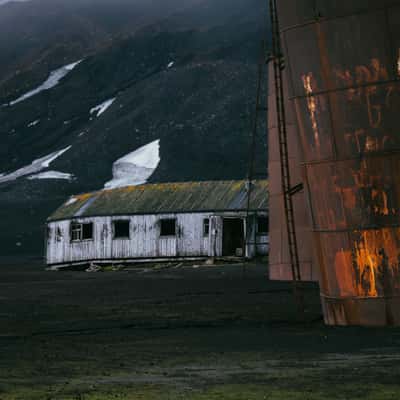 Abandoned houses at Whalers Bay, Deception Island, Antarctica