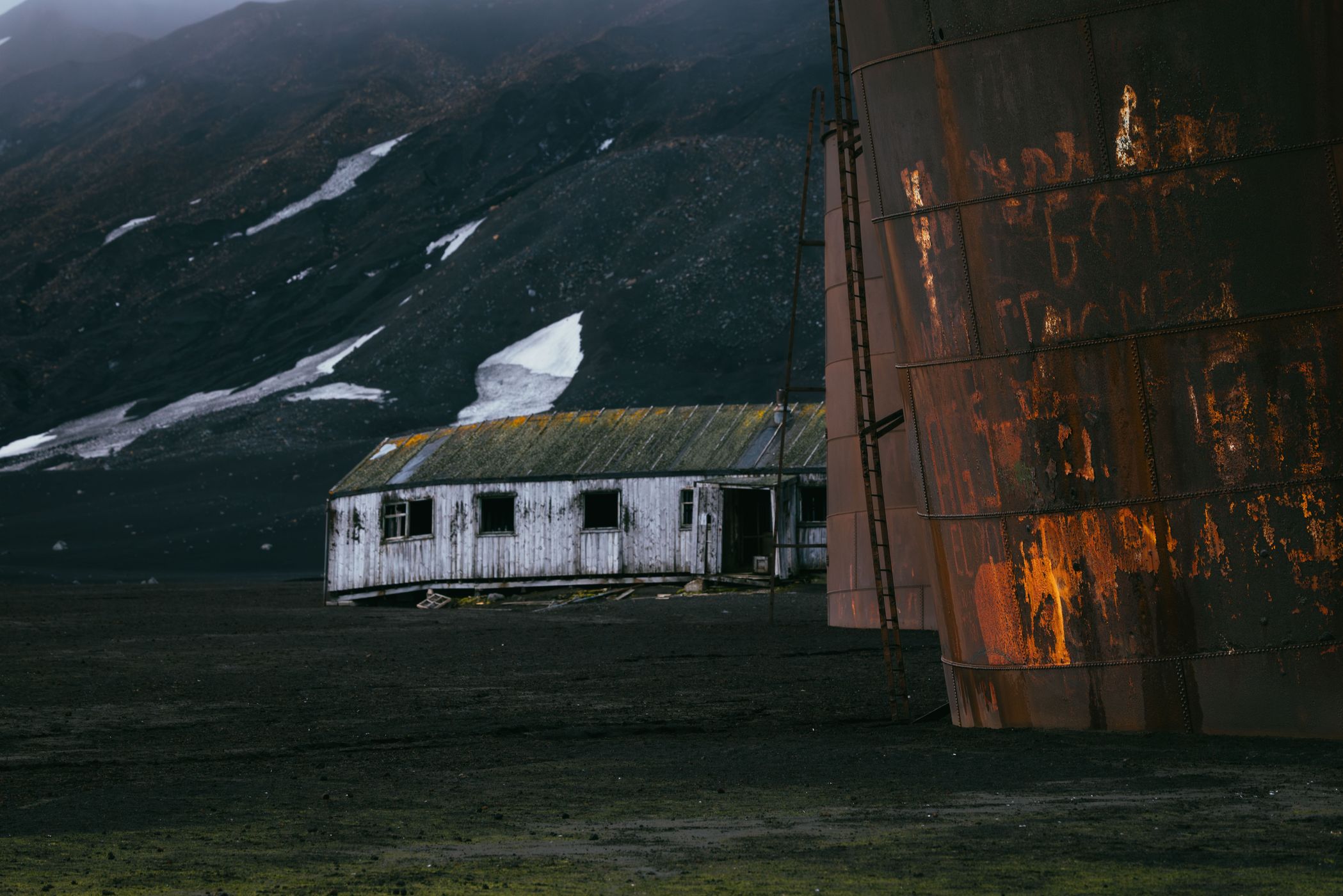 Abandoned houses at Whalers Bay, Deception Island, Antarctica