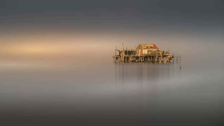 Fishing Huts at Venice lagoon.