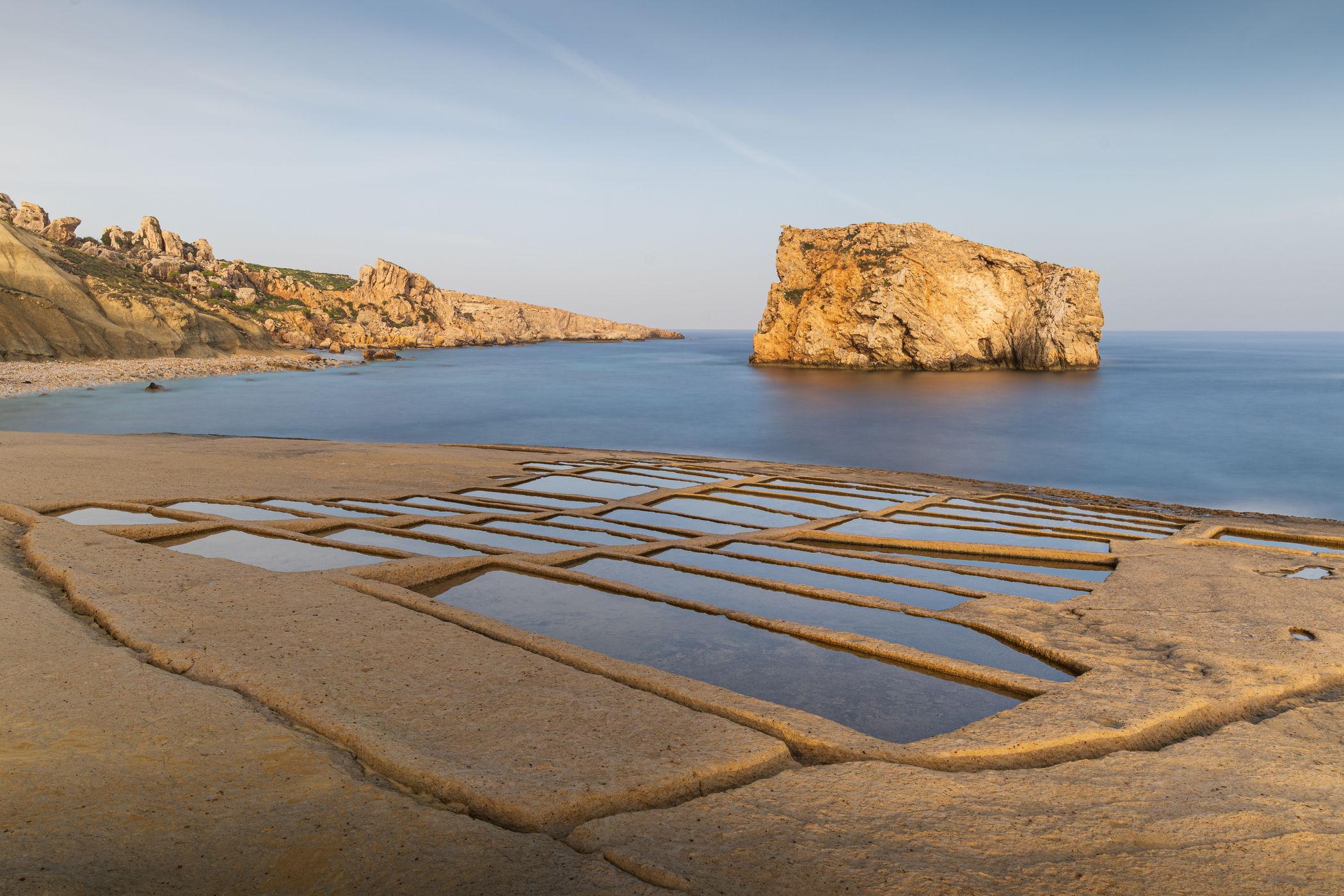 Gozo, saline next to Villa Torre, Malta
